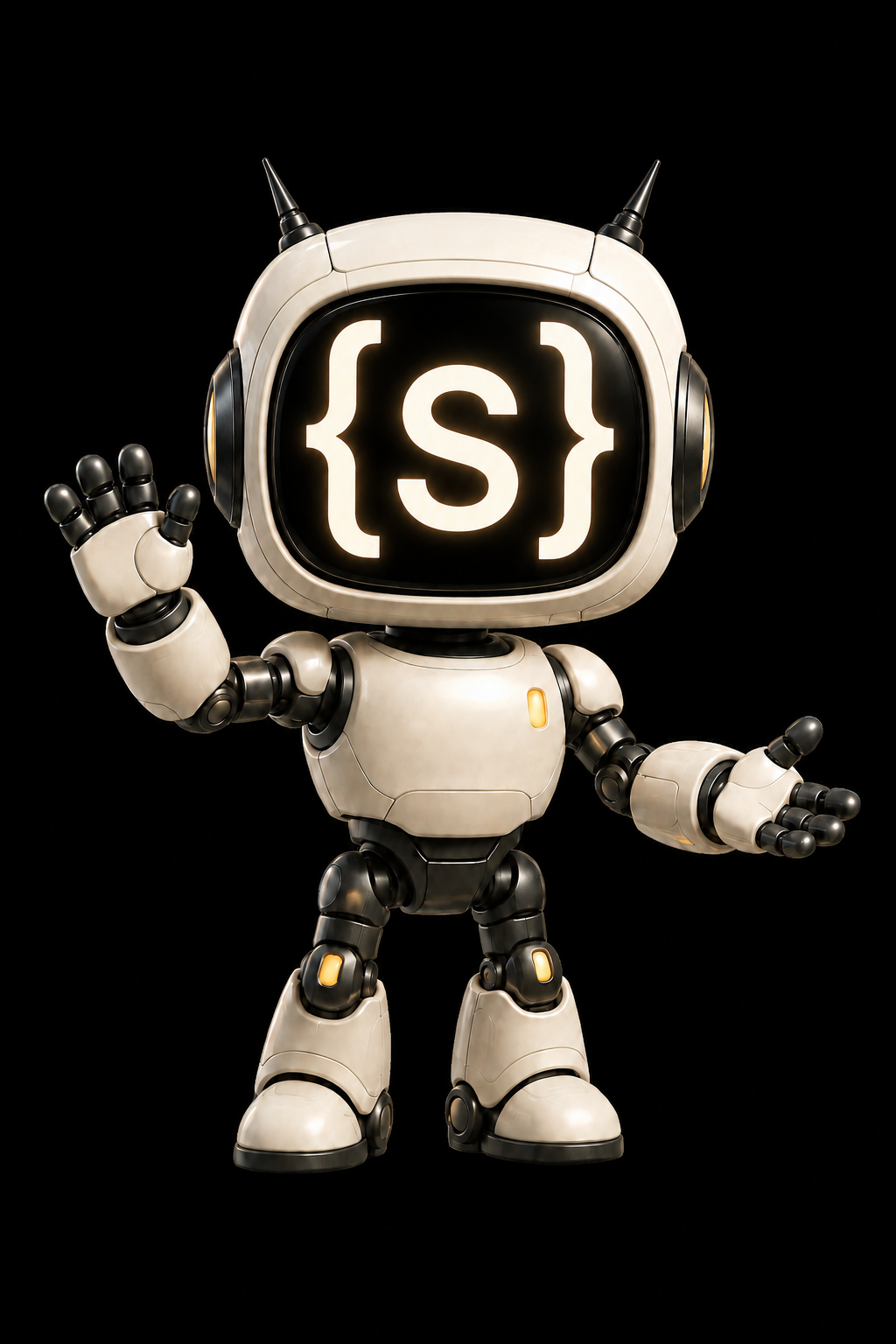 Singleton, nuestra mascota robot, saludando